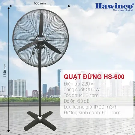Quạt Đứng Công Nghiệp Hawin HS-600
