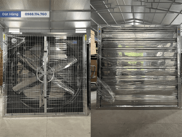 Ảnh Thật Quạt Hút Công Nghiệp 1220x1220x400 Full Inox