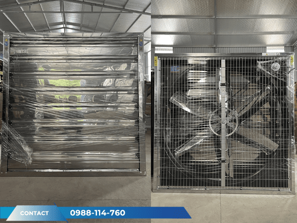 Hình Thật Quạt Thông Gió Vuông 1380x1380x400 Full Inox