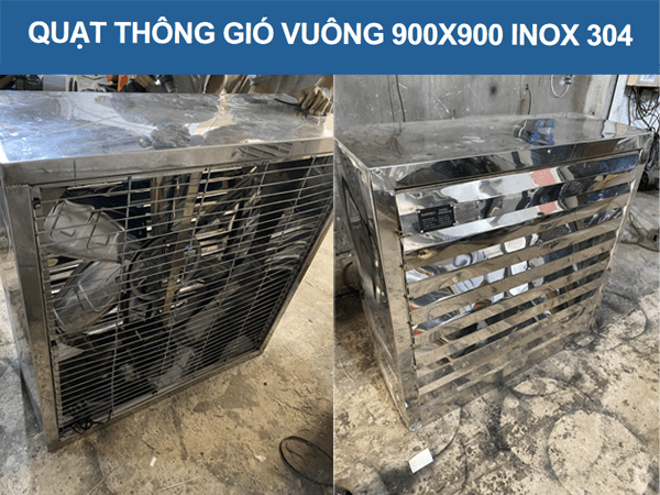 Quạt Thông Gió Vuông 900x900x400 Full Inox