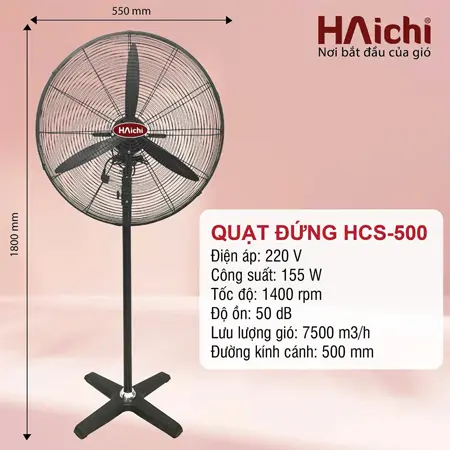 Thông Số Quạt Đứng Công Nghiệp Haichi HCS-500