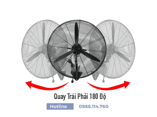Quạt công nghiệp treo tường quay 180 độ