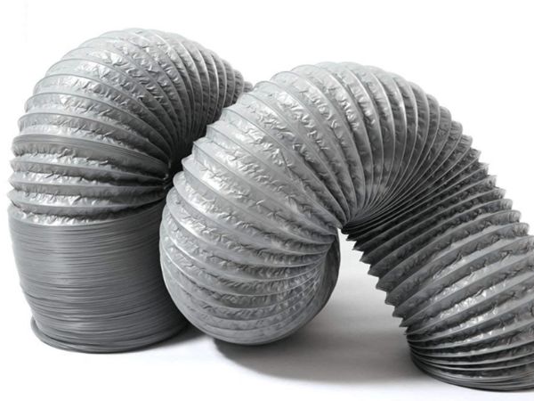 Hình ảnh thực tế ống gió mềm vải Simili xám phi 125