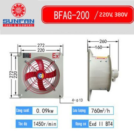 Quạt hướng trục phòng nổ SunFan CBF-750