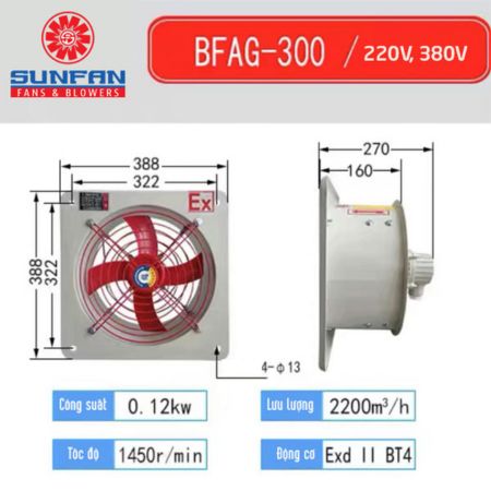 Quạt thông gió phòng nổ SunFan BFAG-300
