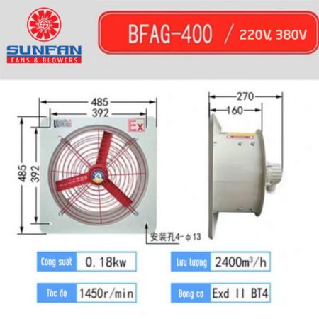 Quạt thông gió phòng nổ SunFan BFAG-400
